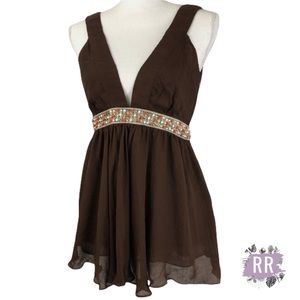 MILLY OF NEW YORK Beaded Chiffon Silk Blouse